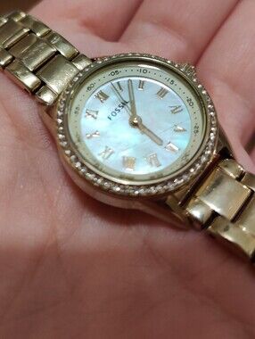Fossil Women's Gold Tone Bracelet Watch with Mother-of-Pearl Dial